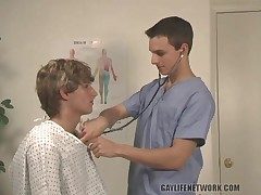Cute doctor blows his patient intensively